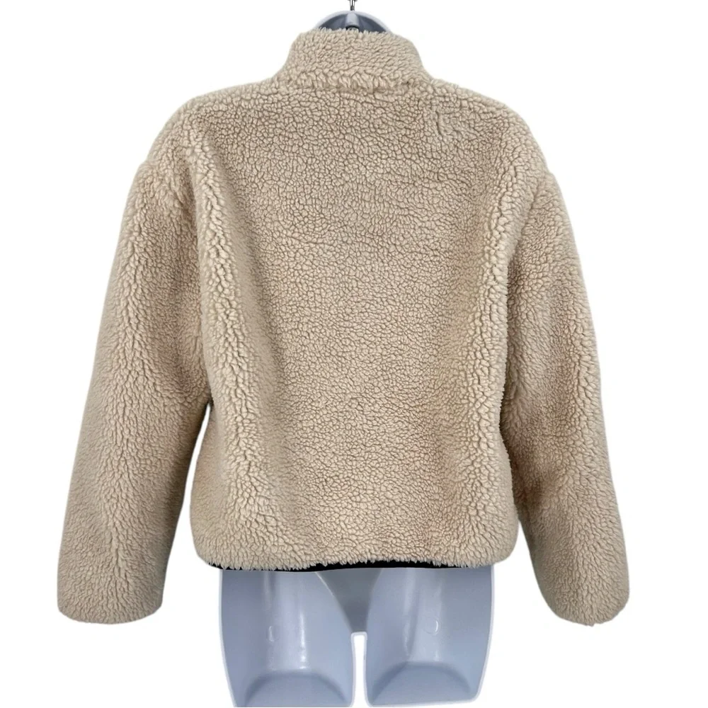 Rails Dean Fleece Teddy Jacket Size XS Ivory Leopard Mix - Picture 3 of 12